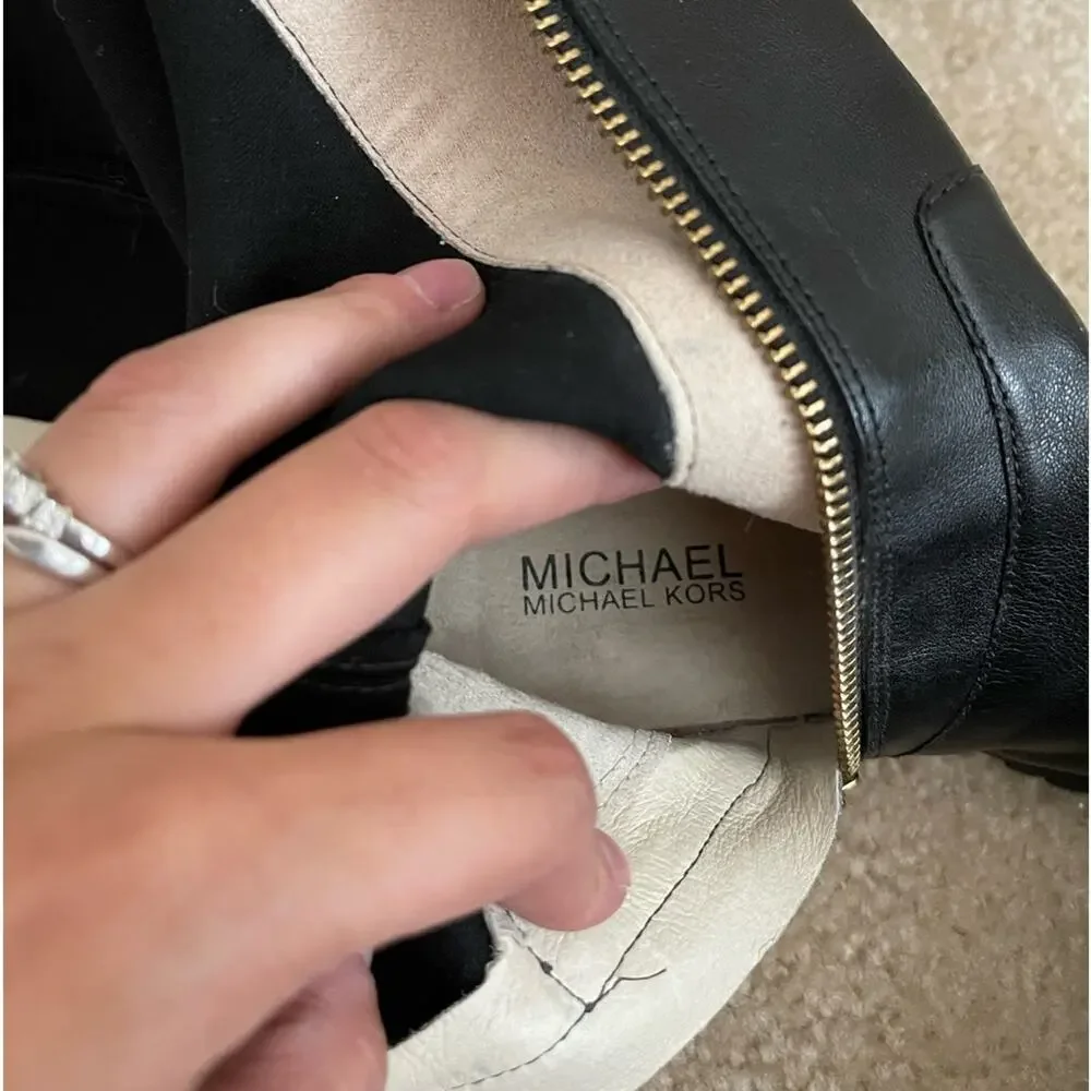 Michael‎ Kors Joanie Black Over the Knee Leather Stretch Boots